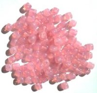 100 4mm Milky Pink Opal Glass Cube Beads